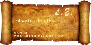 Lebovics Etelka névjegykártya